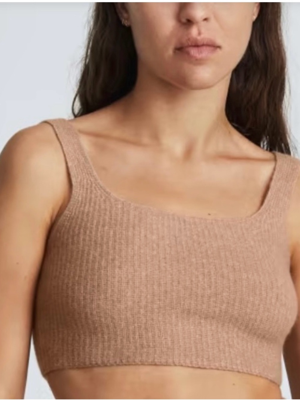 Everlane Ribbed Square-Neck Tank Top in Light Brown